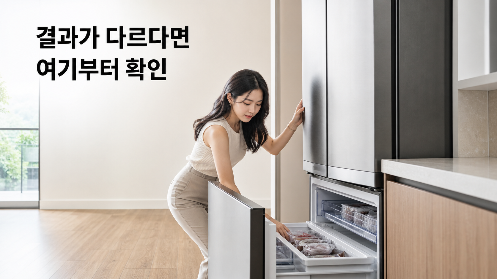 4도어 냉장고 vs 양문형: 용량보다 문 폭·냉동실 사용 습관을 비교하는 법 안내용 실사형 생성 이미지