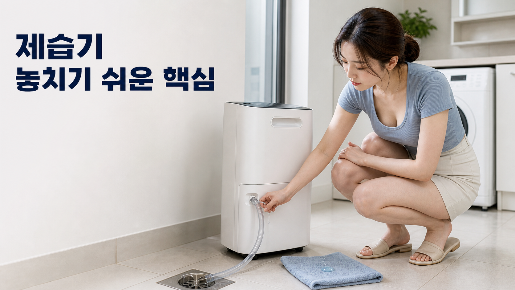 제습기 연속배수 호스 설치 가능할까? 모델 호환·배수구 높이·누수·교체비 확인법 안내용 실사형 생성 이미지