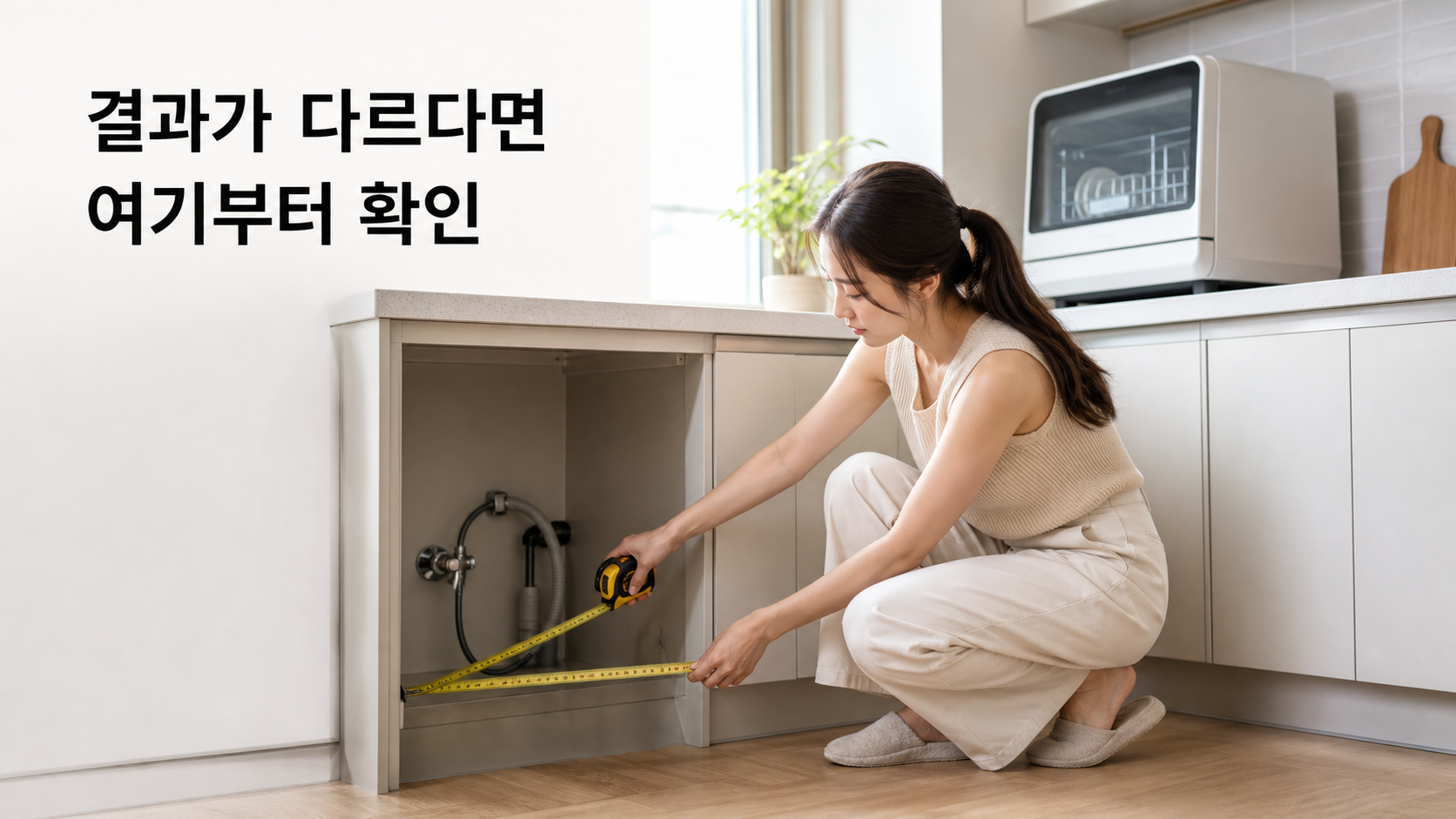 식기세척기 빌트인·프리스탠딩·카운터탑 비교: 설치 공간과 추가 공사비 확인법 안내용 실사형 생성 이미지