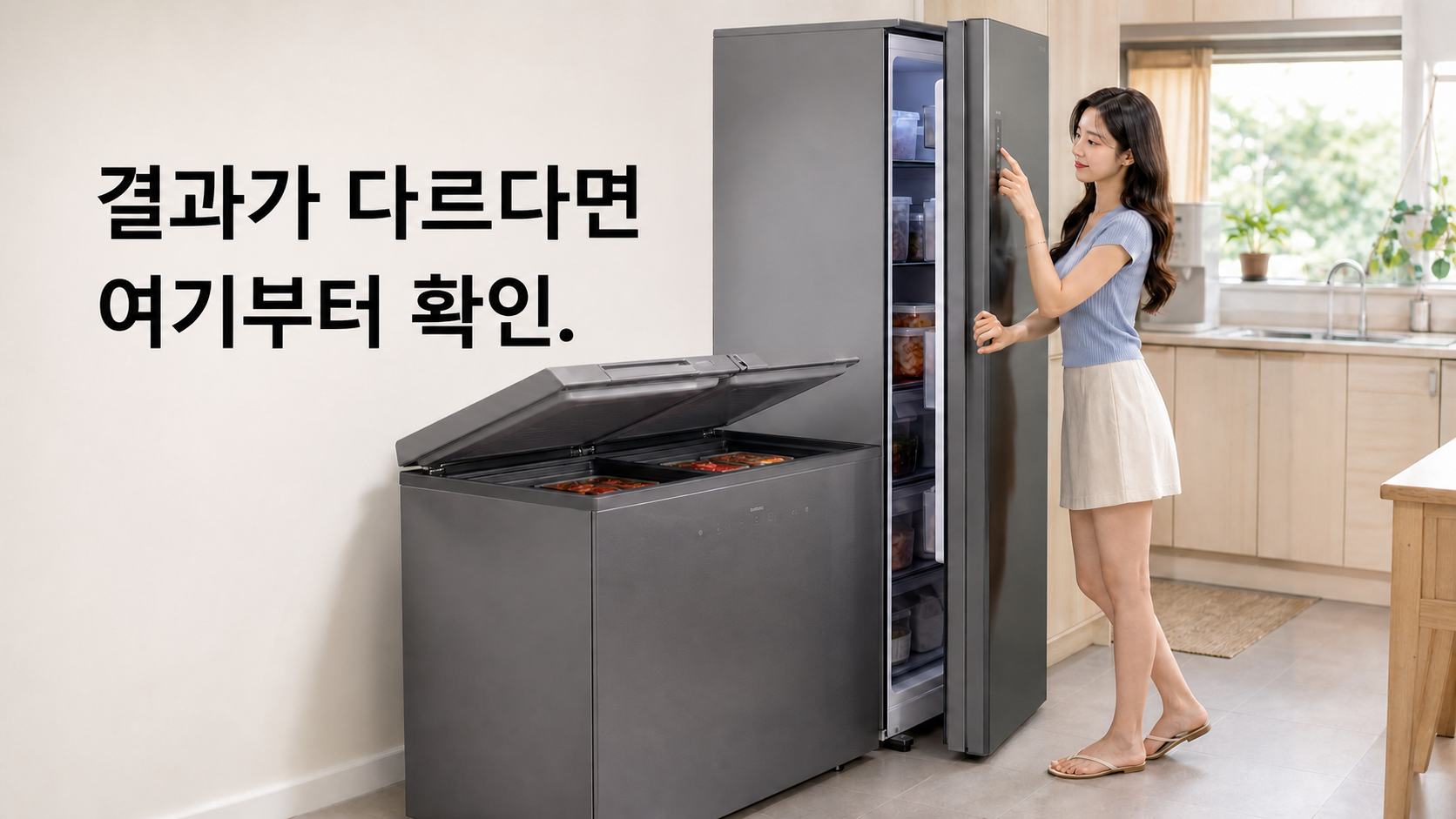 김치냉장고 스탠드형 vs 뚜껑형 비교 안내용 새 생성 이미지